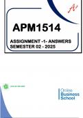 APM1514 - Assignment 1&lpar;Solutions & Questions&rpar; Semester 02 - 2025