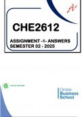 CHE2612 - Assignment 1 &lpar;Solutions & Questions&rpar; Semester 02 - 2025