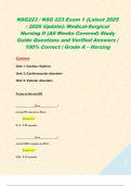 NSG223 &sol; NSG 223 Exam 1 &lpar;Latest 2025 &sol; 2026 Update&rpar;&colon; Medical-Surgical Nursing II &lpar;All Weeks Covered&rpar; Study Guide Questions and Verified Answers &vert; 100&percnt; Correct &vert; Grade A &ndash; Herzing   Content Unit 1&colon; Cardiac rhythms Unit 2&colon; Cardiovascular disorders Unit 3&colon; V