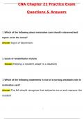 CNA Chapter 21 Practice Exam &lpar;Latest 2025 &sol; 2026 Update&rpar; Questions & Correct Answers &lpar;100&percnt; Correct Verified Answers&rpar; Already Graded A&plus;