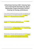 AZ Real Estate Final Exam 2025 &vert; Featuring Topics such as State-Specific Real Estate Laws&comma; Agency Relationships&comma; Property Ownership&comma; Contracts&comma; Financing&comma; Fair Housing&comma; and Disclosures
