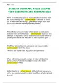 STATE OF COLORADO SALES LICENSE  TEST QUESTIONS AND ANSWERS 2025