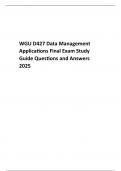 WGU D427 Data Management Applications Final Exam Study Guide Questions and Answers 2025