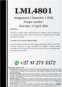 LML4801 Assignment 2 &lpar;COMPLETE ANSWERS&rpar; Semester 1 2026 - DUE 14 April 2026