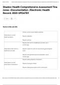 Shadow Health Comprehensive Assessment Tina Jones -Documentation &sol;Electronic Health Record&period; 2025 UPDATE&excl;&excl;
