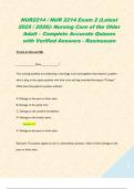 NUR2214 &sol; NUR 2214 Exam 2 &lpar;Latest 2025 &sol; 2026&rpar;&colon; Nursing Care of the Older Adult &ndash; Complete Accurate Quizzes with Verified Answers - Rasmussen  