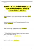 FLORIDA CLASS E KNOWLEDGE EXAM 2025 &vert; COMPREHENSIVE Q&A FOR CERTIFICATION SUCCESS