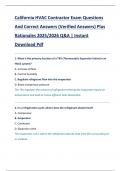 California HVAC Contractor Exam Questions  And Correct Answers &lpar;Verified Answers&rpar; Plus  Rationales 2025&sol;2026 Q&A &vert; Instant  Download Pdf