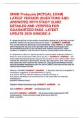 SNHD Protocols &lbrack;ACTUAL EXAM&rsqb;  LATEST VERSION &lbrack;QUESTIONS AND  ANSWERS&rsqb; WITH STUDY GUIDE  DETAILED AND VERIFIED FOR  GUARANTEED PASS- LATEST  UPDATE 2025 GRADED A 