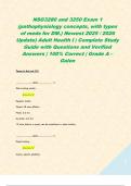 NSG3280 and 3250 Exam 1 &lpar;pathophysiology concepts&comma; with types of meds for DM&period;&rpar; Newest 2025 &sol; 2026 Update&rpar; Adult Health I &vert; Complete Study Guide with Questions and Verified Answers &vert; 100&percnt; Correct &vert; Grade A &ndash; Galen  