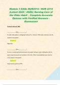 Module 3 EAQs NUR2214 &sol; NUR 2214 &lpar;Latest 2025 &sol; 2026&rpar;&colon; Nursing Care of the Older Adult &ndash; Complete Accurate Quizzes with Verified Answers - Rasmussen 