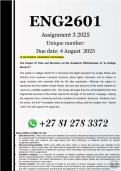 ENG2601 Assignment 3 &lpar;100&percnt; ANSWERS&rpar; 2025 - DUE 4 August 2025