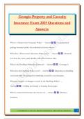 Georgia Property and Casualty Insurance Exam 2025 Questions and Answers