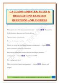 GA CLAIMS ADJUSTER&colon; RULES & REGULATIONS EXAM 2025 QUESTIONS AND ANSWERS