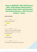 Exam 3&colon; NSG3250 &sol; NSG 3250 Newest 2025 &sol; 2026 Update&rpar; Adult Health I &vert; Complete Study Guide with Questions and Verified Answers &vert; 100&percnt; Correct &vert; Grade A &ndash; Galen  