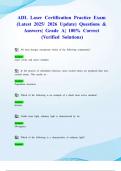 ADL Laser Certification Practice Exam &lpar;Latest 2025&sol; 2026 Update&rpar; Questions & Answers&vert; Grade A&vert; 100&percnt; Correct &lpar;Verified Solutions&rpar;