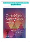 Test Bank For Critical Care Nursing- A Holistic Approach 12th  Edition Morton Fontaine
