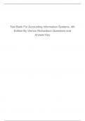Test Bank For Accounting Information Systems&comma; 4th Edition By Vernon Richardson Questions and Answer Key 
