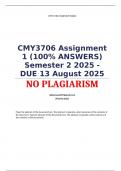 CMY3706 Assignment 1 &lpar;100&percnt; ANSWERS&rpar; Semester 2 2025 - DUE 13 August 2025