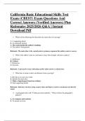 California Basic Educational Skills Test  Exam &lpar;CBEST&rpar; Exam Questions And  Correct Answers &lpar;Verified Answers&rpar; Plus  Rationales 2025&sol;2026 Q&A &vert; Instant  Download Pdf