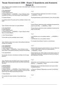 Texas Government 2306 - Exam 2 Questions and Answers Rated A