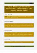 Digital Marketing Institute Exam  Questions and Correct Answers&sol; Latest  Update &sol; Already Graded 