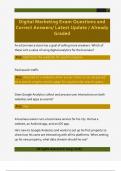 Digital Marketing Exam Questions and  Correct Answers&sol; Latest Update &sol; Already  Graded