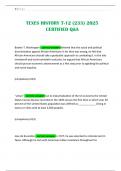 TEXES HISTORY 7-12 &lpar;233&rpar; 2025 CERTIFIED Q&A