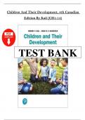 Test Bank for Children and Their Development &lpar;5th Canadian Edition&rpar; by Robert V&period; Kail Chapter 1-14