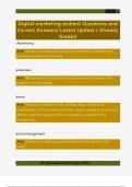 Digital marketing stukent Questions and  Correct Answers&sol; Latest Update &sol; Already  Graded 