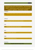 Computing and Information Technology  DSST Questions and Correct Answers&sol;  Latest Update &sol; Already Graded