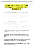 CERTIFIED CONSUMER DEBT  SPECIALIST PRACTICE TEST  QUESTIONS  
