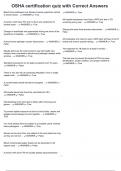 OSHA certification quiz with Correct Answers