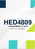 HED4809 Assignment 3 ANSWERS 2025 - Due 29 July 2025