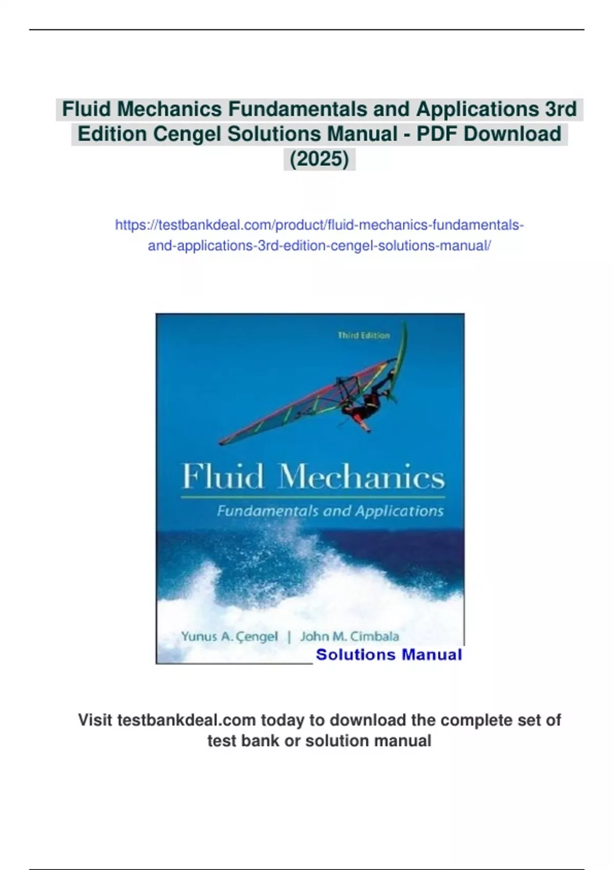 Summary Fluid Mechanics Fundamentals and Applications 3rd Edition ...