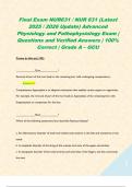 Final Exam NUR631 &sol; NUR 631 &lpar;Latest 2025 &sol; 2026 Update&rpar; Advanced Physiology and Pathophysiology Exam &vert; Questions and Verified Answers &vert; 100&percnt; Correct &vert; Grade A &ndash; GCU 