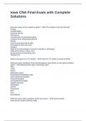 Iowa CNA Final Exam with Complete Solutions