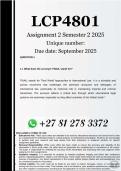 LCP4801 Assignment 2 &lpar;100&percnt; ANSWERS&rpar; Semester 2 2025 - DUE September  2025