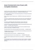 Iowa Commercial Lines Exam with Complete Solutions