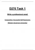 D270 Task 1 &ndash; Professional Email &ndash; &lpar;WGU&comma; 2025&rpar;