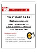 NSG 316 Exam &lpar;1&comma; 2&comma; 3&rpar; &ndash; Health Assessment &lpar;2026 &sol; 2027&rpar; &ndash; Actual Questions & Rationalized Answers &ndash; GCU