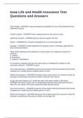 Iowa Life and Health Insurance Test Questions and Answers