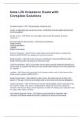 Iowa Life Insurance Exam with Complete Solutions