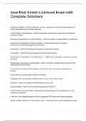 Iowa Real Estate Licensure Exam with Complete Solutions