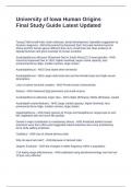 University of Iowa Human Origins Final Study Guide Latest Updated