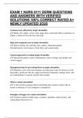 EXAM 1 NURS 6111 DERM QUESTIONS AND ANSWERS WITH VERIFIED SOLUTIONS 100&percnt; CORRECT RATED A&plus; NEWLY UPDATED 2O25