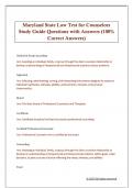 Maryland State Law Test for Counselors  Study Guide Questions with Answers &lpar;100&percnt;  Correct Answers&rpar;