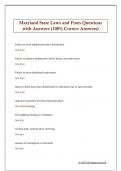 Maryland State Laws and Fines Questions  with Answers &lpar;100&percnt; Correct Answers&rpar;