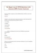 Six Sigma Lean & DFSS Questions with  Answers &lpar;100&percnt; Correct Answers&rpar; 