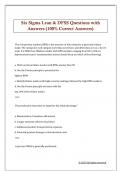 Six Sigma Lean & DFSS Questions with  Answers &lpar;100&percnt; Correct Answers&rpar;
